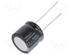 Capacitor: electrolytic; THT; 33uF; 200VDC; Ø16x15mm; Pitch: 7.5mm
