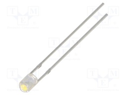 LED; white warm; 3mm; 5800÷7000mcd; 60°; Front: convex; 2.9÷3.4VDC