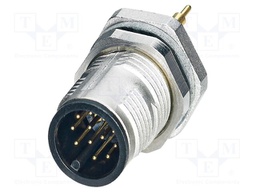 Connector: M12; socket; PIN: 12; male; 30V; straight; THT; A code