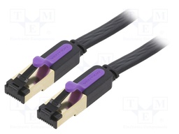 Patch cord; U/FTP; 7; stranded; Cu; PVC; black; Len: 15m; 30AWG