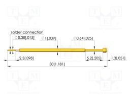 Test needle; Spring compression: 4mm; 5mm; 1A; CuBe; gold-plated