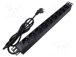 Plug socket strip: supply; Sockets: 9; 230VAC; black; IP20