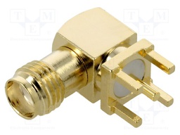 Connector: SMA; socket; female; angled; THT; on PCBs; PTFE