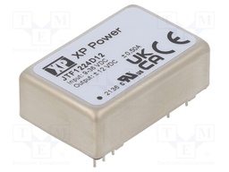 Isolated Board Mount DC/DC Converter, 4:1 Input, ITE, 2 Output, 12 W, 12 V, 500 mA, -12 V