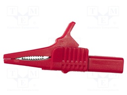 Crocodile clip; 30A; red; Grip capac: max.19mm; Socket size: 4mm