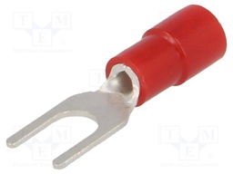Fork terminal; M4; Ø: 4.3mm; 0.3÷1.65mm2; crimped; for cable; red