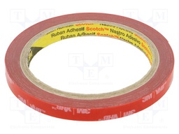Tape: fixing; W: 9mm; L: 5.5m; Thk: 0.4mm; acrylic; grey; 31N/cm