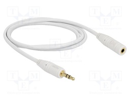 Cable; Jack 3.5mm 3pin socket,Jack 3.5mm 3pin plug; 1m; white