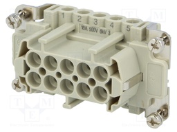 Connector: HDC; female; CNE; PIN: 10; 10+PE; size 57.27; 16A; 500V
