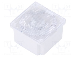 LED lens; square; Mat: polycarbonate; transparent; 45°; H: 12.55mm