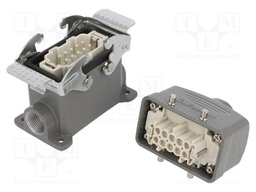 Connector: HDC; male + female; S-E; PIN: 10; 10+PE; size 10B; metal