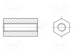 Screwed spacer sleeve; hexagonal; polyamide; M3; L: 20mm; natural