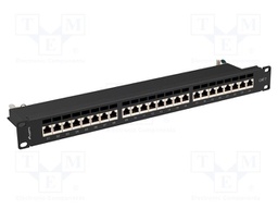 Patch panel; black; Number of ports: 24; Cat: 7; RJ45 socket x24
