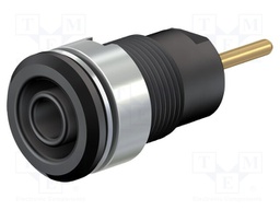 Socket; 4mm banana; 24A; 1kV; Cutout: Ø12.2mm; black; gold-plated