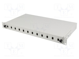 Fiber patch panel; grey; Number of ports: 12; rack 19"; Height: 1U