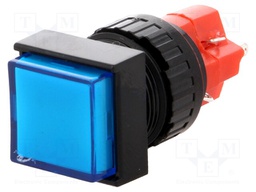 Switch: push-button; Pos: 2; SPDT; 3A/250VAC; 2A/24VDC; blue; none