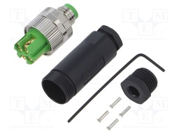 Connector: M8; male; PIN: 3; straight; for cable; plug; 4A; IP67; 60V