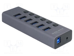 Hub USB; microSD,SD; grey; Number of ports: 10; 5Gbps; metal