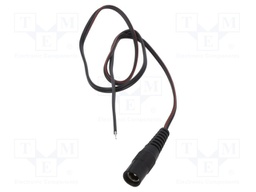 Cable; wires,DC 5,5/2,5 socket; straight; 0.35mm2; black; 0.5m