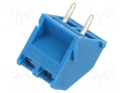 PCB terminal block; angled 45°; 5mm; ways: 2; on PCBs; 2.5mm2; 15A