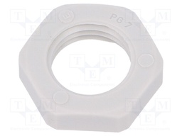 Nut; PG7; polyamide; UL94V-0; D: 5mm; Spanner: 19mm; grey; -40÷100°C