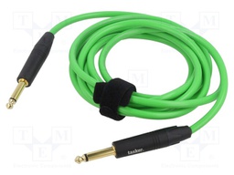Cable; Jack 6,3mm 2pin plug,both sides; 3m; green; 0.25mm2