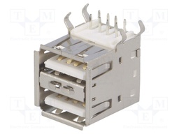 Socket; USB A; on PCBs; THT; angled 90°; double