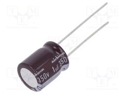 Capacitor: electrolytic; low impedance; THT; 1uF; 350VDC; ±20%