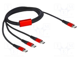 Cable; USB 2.0; Apple Lightning plug,USB C plug x3; 1m; black