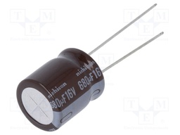 Capacitor: electrolytic; low impedance; THT; 680uF; 16VDC; ±20%