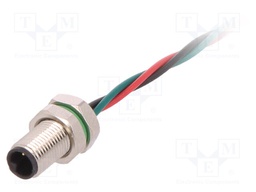 Connector: M5; socket; male; cables; PIN: 3; IP67; 60V; 100mm; 1A