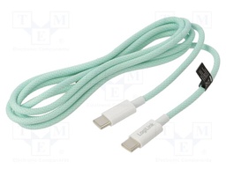 Cable; USB 2.0; USB C plug,both sides; 1.5m; green; 480Mbps; 60W