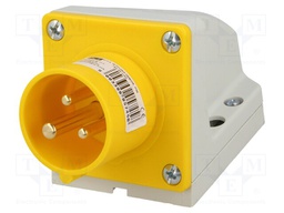 Connector: AC supply; socket; male; 16A; 110VAC; IP44; Layout: 2P+PE