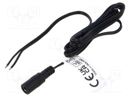 Cable; 2x0.52mm2; DC 5,5/2,5 plug; straight; black; 1.5m; -25÷70°C