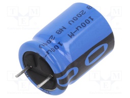 Capacitor: electrolytic; 100uF; 200VDC; Ø16x20mm; Pitch: 7.5mm