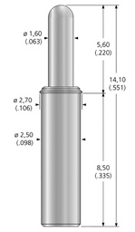 Test needle; Operational spring compression: 3.3mm; 3A; Ø: 1.6mm