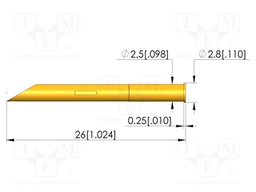 Test probe socket; gold-plated; KS-102; soldered; 26mm