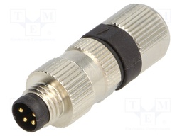Connector: M8; male; PIN: 4; straight; for cable; plug; 4A; 30V; IP68