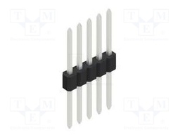 Connector: pin strips; pin header; male; PIN: 5; 1.27mm; THT; 1x5