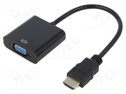 Adapter; D-Sub 15pin HD socket,HDMI plug; 0.15m; Colour: black
