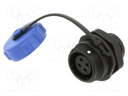 Connector: circular; socket; female; PIN: 4; IP68; SP13; 5A; 200V