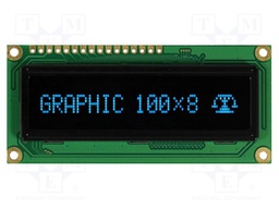 Display: OLED; graphical; 100x8; Window dimensions: 66x16mm; blue
