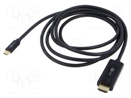 Cable; HDMI plug,USB C plug; PVC; 2m; black