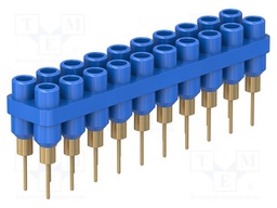 Socket strip; 2mm banana; blue; 60VDC; 10A; 30VAC; Sockets: 20; 6mm