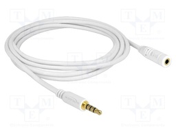 Cable; Jack 3.5mm 4pin socket,Jack 3,5mm 4pin plug; 2m; white