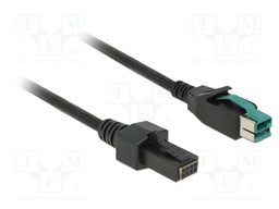 Cable; 2x4pin plug,PoweredUSB plug; 3m; black; 20AWG,26AWG; 12V