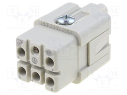 Connector: HDC; female; CQ; PIN: 6(5+1); 5+PE; size 21.21; 16A