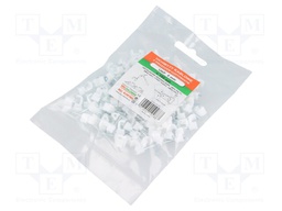 Holder; white; Application: for flat cable; 100pcs; with a nail