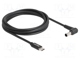 Cable; USB C plug,DC 6,0/4,3 plug; angled,straight; black; 1.5m