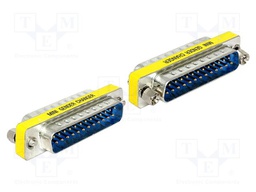 Adapter; D-Sub 25pin plug,both sides; Plating: nickel plated
